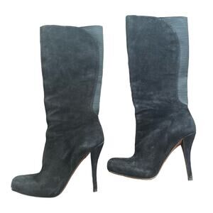 Enzo Angiolini Black Suede‎ Leather Tall Heel Vintage Boots Women's Size 6.5